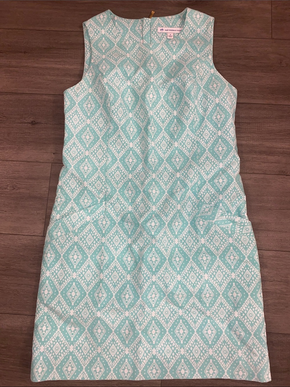 Southern Tide teal and white dress